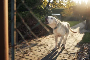 dog barking behind fence