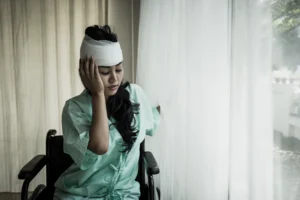 woman with head injury